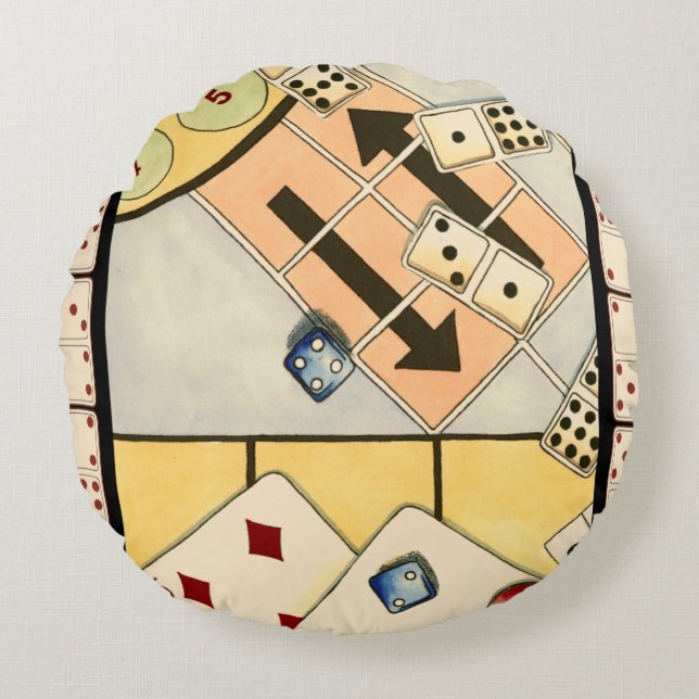 Jumble Assortment of Games of Chance Rond Kussen (Voorkant)