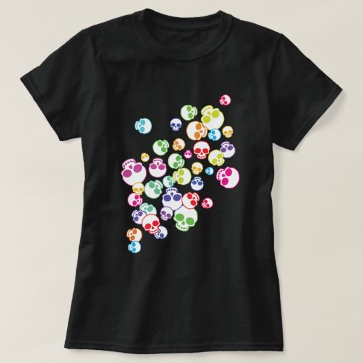 Jumble De Crânes Colorés T-Shirt (Design devant)