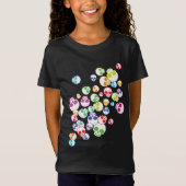 Jumble De Crânes Colorés T-Shirt (Devant)