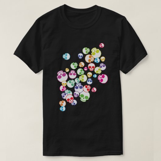 Jumble De Crânes Colorés T-Shirt (Design devant)