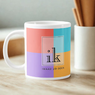 Jumbo 20oz Couleur Bloc Monogramme Mug avec ligne