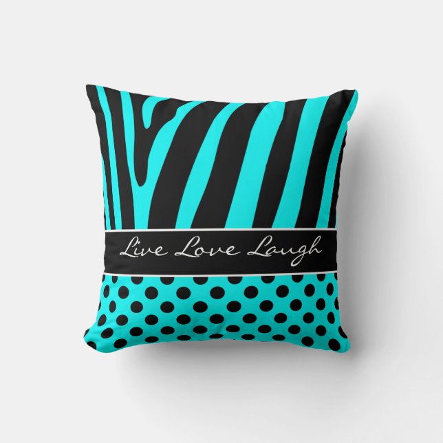 Jumbo Aqua Black Zebra Pois Coussin (Recto)