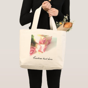 Jumbo bruiloft canvas tas met roze roos foto