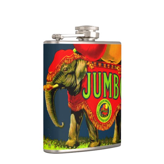  Jumbo Circus Elephant Fruit Label Flask Heupfles (Rechts)