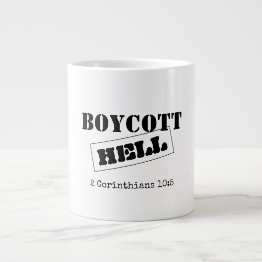 JUMBO COFFEE VEEL : BOYCOTT HELL EXTRA GROTE BEKER (Voorkant)
