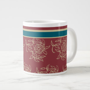 Jumbo-formaat Coffee of Soup Mug, Maroon Blue Flor Jumbo Mok