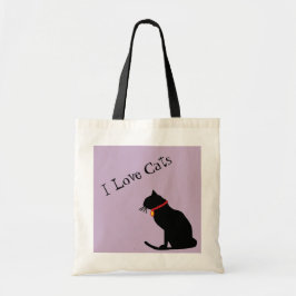 Jumbo I Love Cats Lila and White Graphic Tas