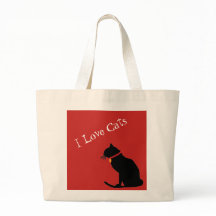 Jumbo I Love Cats Red and White Graphic Tas