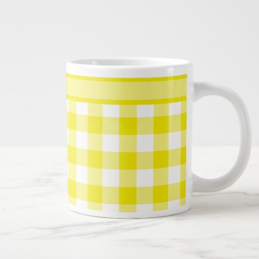 Jumbo Mok, Lemon Yellow Check Gingham Pattern Jumbo Beker (Rechts)
