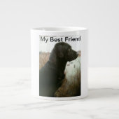 jumbo-mok met een afbeelding van een zwart lab en grote koffiekop (Voorkant)