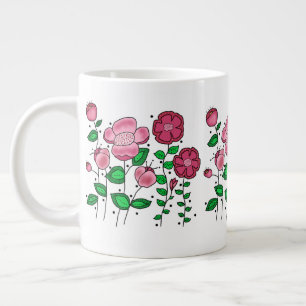 Jumbo mok van 20 oz. met roze bloemen
