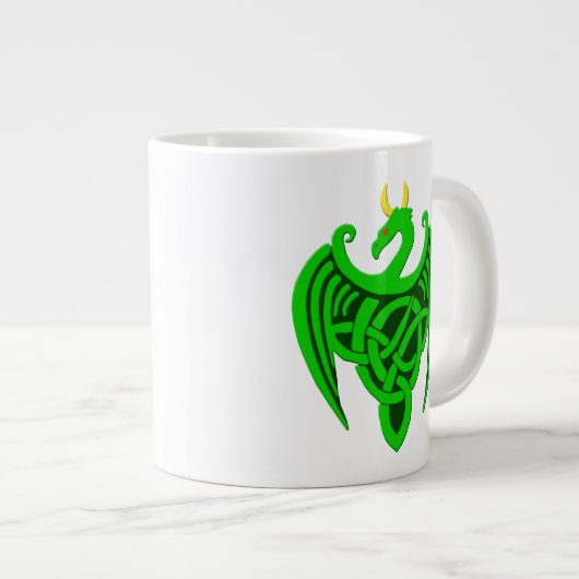 Jumbo Mug de Dragon Celtique Vert (Devant droit)