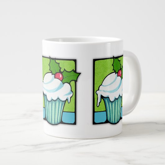 Jumbo Mug de Noël Holly Cupcake (Devant droit)