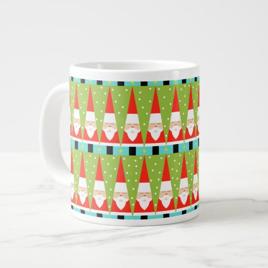 Jumbo Mug de Père Noël géométrique rétro (Devant gauche)