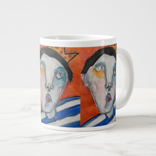 Jumbo Mug - Enveloppé en bleu (Devant droit)