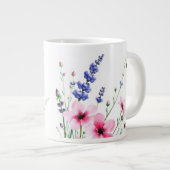 Jumbo Mug - Lavande, Fleurs roses, Papillon (Devant droit)