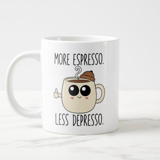 Jumbo Mug - More Espresso. Less Depresso. Extra Grote Beker (Links)