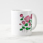JUMBO Mug - Pink whimsical flowers Extra Grote Beker (Voorkant rechts)