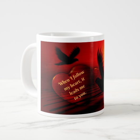 Jumbo Mug Romantique Avec Suivre Votre Citation Co (Devant gauche)