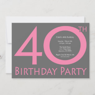 Jumbo Numbers Birthday Party (roze / grijs) Kaart
