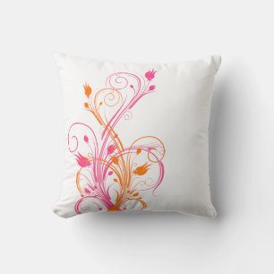Jumbo Oranje, Roze, White Floral Vines Pillow Kussen
