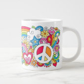JUMBO Paix psychédélique Amour et Bonheur Mug ♥ (Droite)