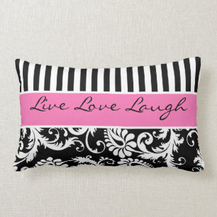 Jumbo Pink Black White Stripes Damask Pillow Kussen