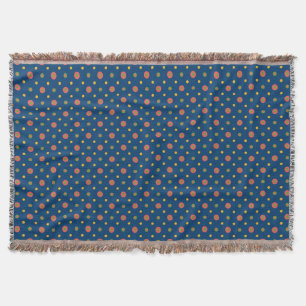 Jumbo Quirky Polka Dots on Navy Blue Throw Blanket Deken
