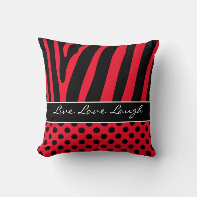 Jumbo Red Black Zebra Stripe Polka Dots Pillow Kussen (Voorkant)