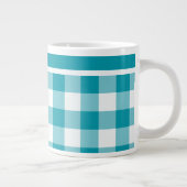 Jumbo-sized Mok, Blauwgroen en wit Check Gingham Jumbo Mok (Rechts)