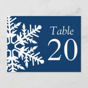 Jumbo Sneeuwvlok Tafelnummers (Navy Blue / White)