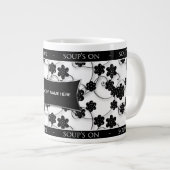 JUMBO SOUP MUG - DESIGN FLORAL NOIR & BLANC (Devant droit)