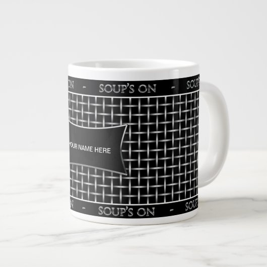 JUMBO SOUP MUG - SILVER MESH PRINT EXTRA GROTE MOK (Voorkant rechts)