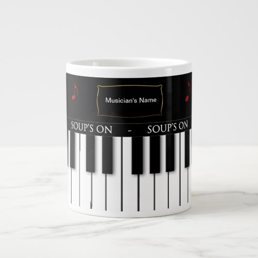 JUMBO SOUP MUG VAN MUSICIAN - PIANO KEYBOARD EXTRA GROTE MOK (Voorkant)