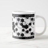 JUMBO SOUP MUG - ZWART EN WITTE PLATTELANDSONTWERP EXTRA GROTE MOK (Rechts)