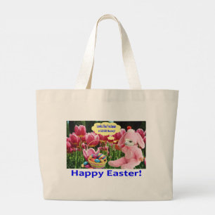 Jumbo tote bag. Fijne Pasen. alpaca/konijn