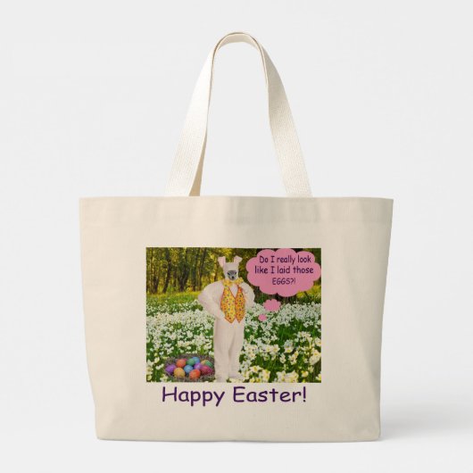 Jumbo tote bag. Fijne Pasen. klipspringer/konijn (Achterkant)