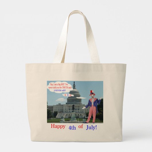 Jumbo tote bag. Gelukkige 4e. rat/unclesam (Achterkant)