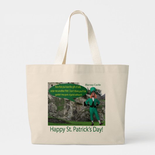 Jumbo tote bag. Gelukkige St. Patrick's Day. Ierse (Achterkant)