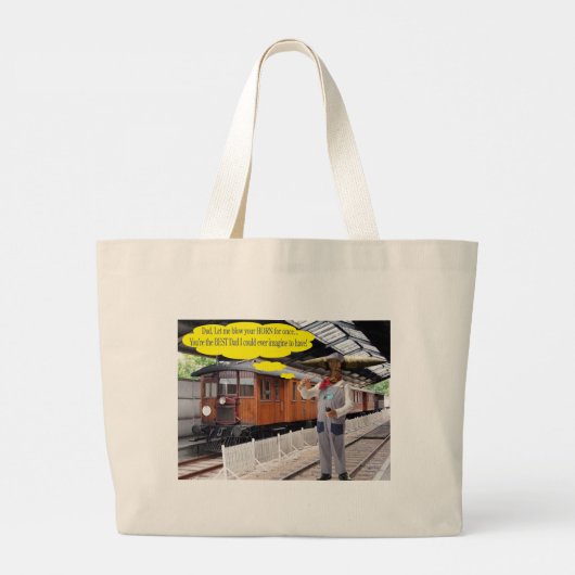 Jumbo tote bag. Gelukkige Vaderdag. koe/dirigent (Achterkant)