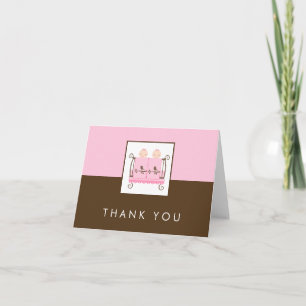 Jumeaux en Baby shower de lit Merci Cartes