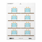 Jumeaux en bleu Étiquette de bouteille d'eau de li (Feuille entière)