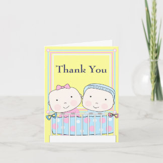 Jumeaux en Carte de remerciements bébé, fille et g