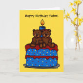 jumeaux fille sur la carte gâteau d'anniversaire (Fleur jaune)