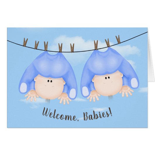 Jumeaux Garçons Sur Clothesline (Devant horizontal)