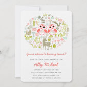 Jumeaux Owl Baby shower Invitations filles roses (Devant)