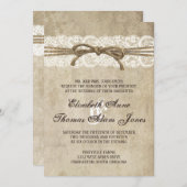 Jumelle d'élégance Vintage sur dentelle Faire-part (Devant / Derrière)