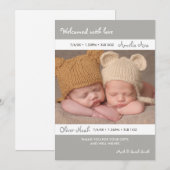 Jumelle le faire-part de naissance/carte de (Devant / Derrière)