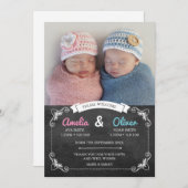 Jumelle le faire-part de naissance/carte de (Devant / Derrière)