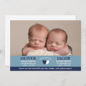 Jumelle le faire-part de naissance/carte de (Devant / Derrière)